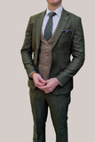 Fratelli Robbie Men’s Green Tweed Suit with Marc Darcy Ted Tan Tweed Waistcoat - Suits