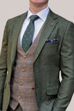 Fratelli Robbie Men’s Green Tweed Suit with Marc Darcy Ted Tan Tweed Waistcoat - Suits
