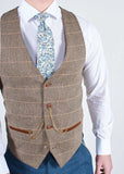 Fratelli Robbie Men’s Green Tweed Suit with Marc Darcy Ted Tan Tweed Waistcoat - Suits