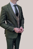 Fratelli Robbie Men’s Green Tweed Suit with Marc Darcy Ted Tan Tweed Waistcoat - Suits
