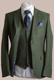 Fratelli Robbie Men’s Olive Green Tweed Blazer - Jackets