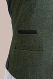 Fratelli Robbie Men’s Olive Green Tweed Waistcoat - Waistcoats