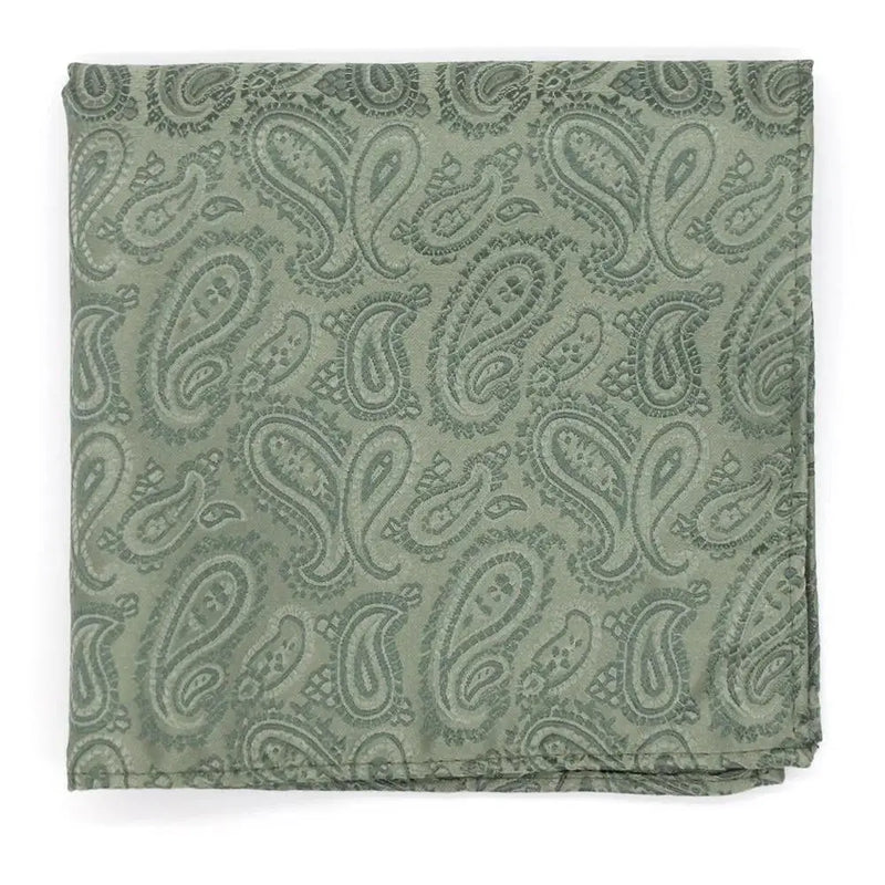 LA Smith Sage Small Paisley Tie And Hank Set - tie