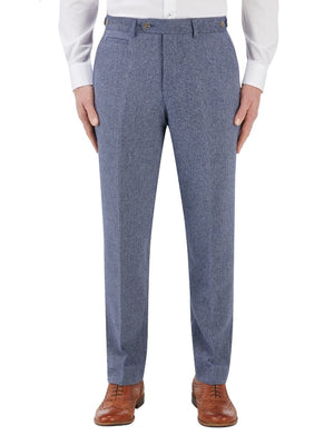 Skopes Jude Blue Herringbone Tailored Trousers - 30R - Suit & Tailoring