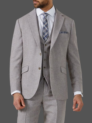 Skopes Jude Stone Beige Herringbone Tweed Jacket - 36S - Jackets