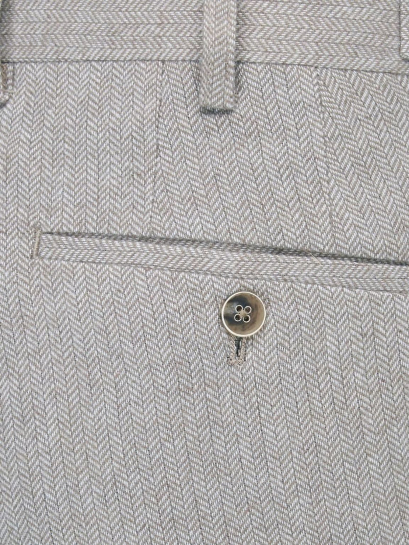 Skopes Jude Stone Beige Herringbone Tweed Tailored Trousers - Trousers