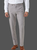 Skopes Jude Stone Beige Herringbone Tweed Tailored Trousers - Trousers