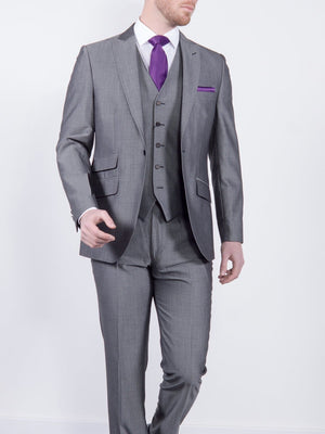 Torre Gavin Silver Grey Mohair 3 Piece Tailord Fit Suit - Suit & Tailoring