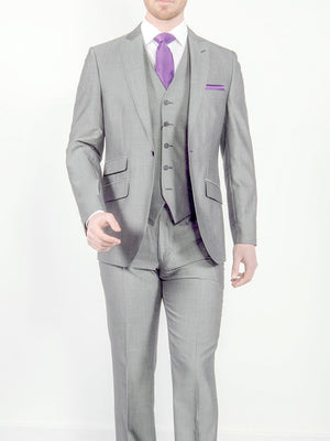 Torre Men’s Light Weight Pearl Grey 3 Piece Suit - Suits