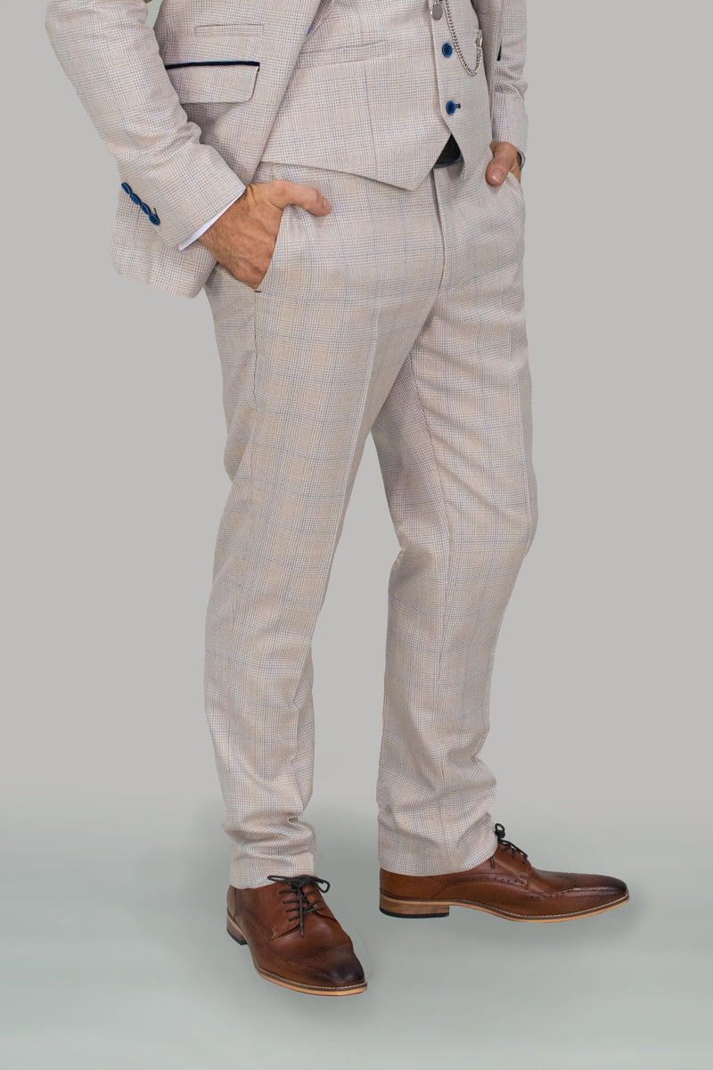 Cavani Caridi Men's Cream Slim Fit Caridi Trousers