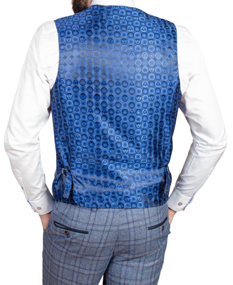 Marc Darcy Abbott - Blue Tweed Check Waistcoat