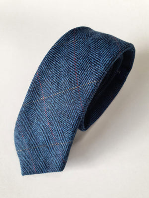 Marc Darcy Dion Blue Tweed Check Tie