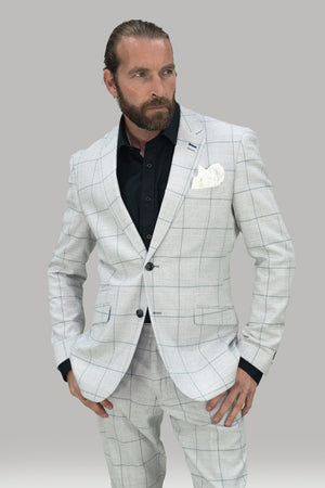 Cavani Radika 3 Piece Light Grey Check Tweed Suit