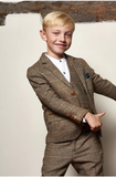 Marc Darcy Ted Three Piece Brown Slim Fit Suit Kids