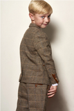 Marc Darcy Ted Three Piece Brown Slim Fit Suit Kids