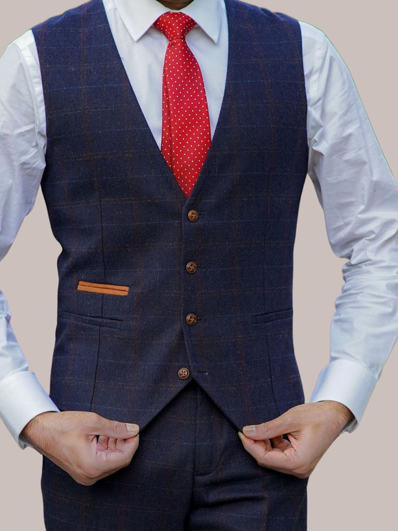 Barucci Bruno Men’s Vintage Navy Tweed Waistcoat - 30R - Pants