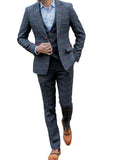 Barucci Leo Men’s Navy Slim Fit Tweed 3 Piece Suit - Suits