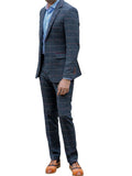 Barucci Leo Men’s Navy Slim Fit Tweed 3 Piece Suit - Suits