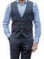 Barucci Leo Men's Navy Slim Fit Tweed Waistcoat