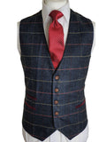 Barucci Leo Men’s Navy Slim Fit Tweed Waistcoat - Coats & Jackets