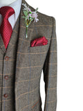 Barucci Louis Men’s Tan Slim Fit Tweed 3 Piece Suit - Suits