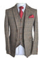 Barucci Louis Men's Tan Slim Fit Tweed 3 Piece Suit