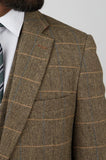 Barucci Louis Men’s Tan Slim Fit Tweed 3 Piece Suit - Suits