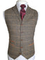 Barucci Louis Men's Tan Slim Fit Tweed Waistcoat