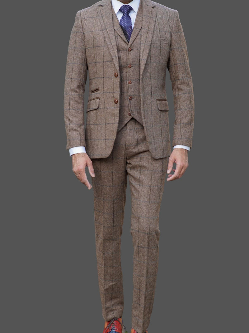 Barucci Marcus Men’s Vintage Brown 3 Piece Tweed Suit - Suits