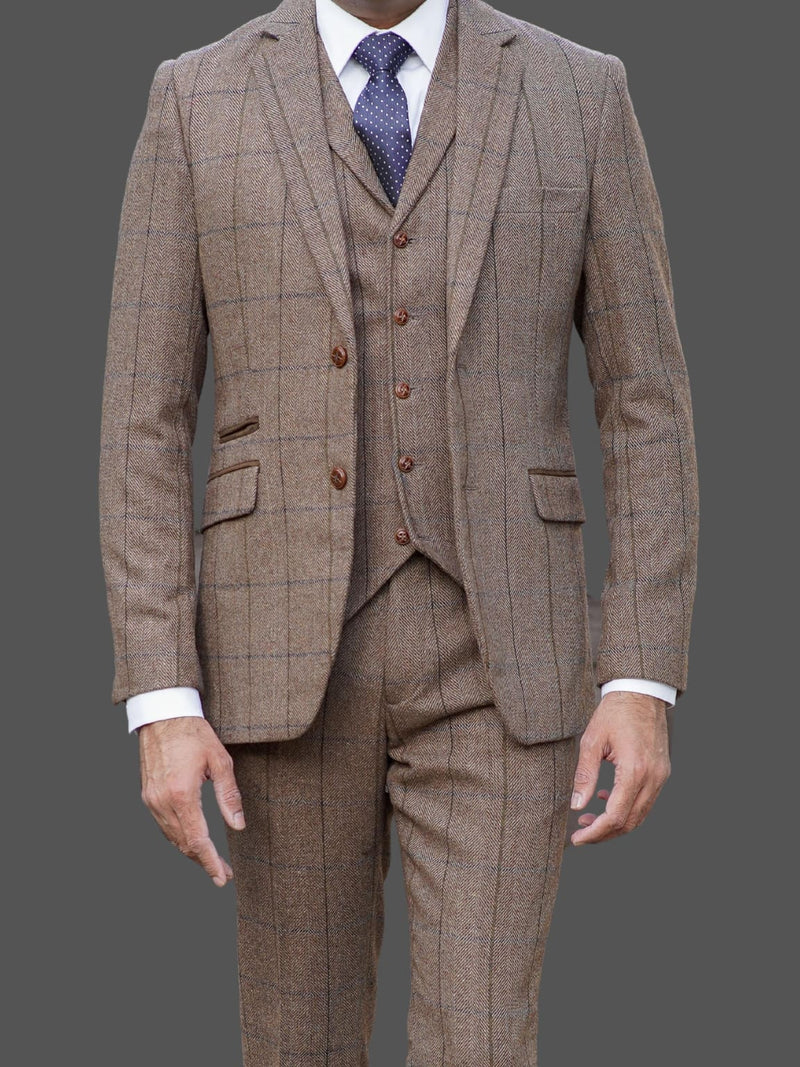 Barucci Marcus Men’s Vintage Brown 3 Piece Tweed Suit - Suits