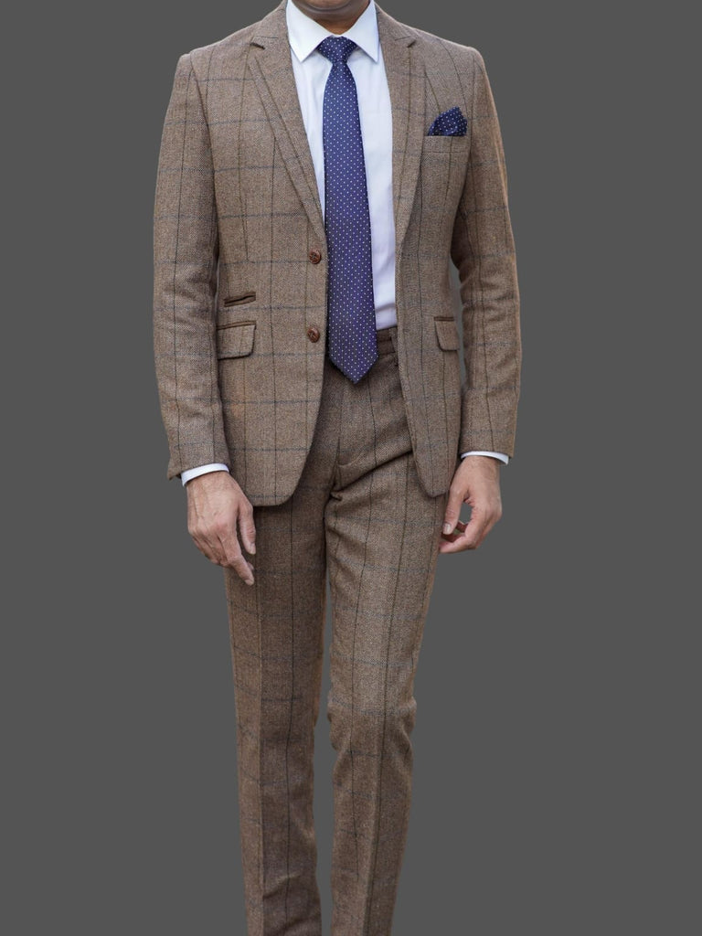 Barucci Marcus Men’s Vintage Brown 3 Piece Tweed Suit - Suits
