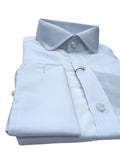 Barucci Men’s Penny Round Collar White Double Cuff Shirt - Shirts