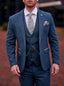 Blue Tweed Wedding 3 Piece Suit Slim Fit Check Dion by Marc Darcy