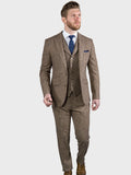 Brown Tweed Suit 100% Donegal Wool Men’s Three Piece Suit Elton by Torre - Suit & Tailoring