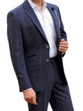 Cavani Angels Navy Tweed Check Blazer - Suit & Tailoring