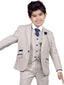 Cavani Caridi Boys Cream Three Piece Slim Fit Check Wedding Suit