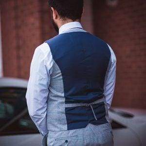 Cavani Caridi Men’s Sky Slim Fit Textured Check Waistcoat - Suit & Tailoring