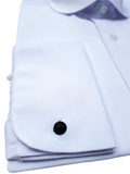 Colin Ross Men’s White Penny Round Collar Double Cuff Shirt - Shirts