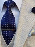 LA Smith Classic Navy White Polka-Dots Tie - Accessories