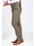 LEN DX7 - Tan Tweed Herringbone Check Waistcoat - Suit & Tailoring