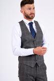 Marc Darcy Scott Grey Tweed Check Waistcoat