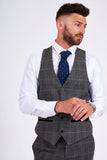 Marc Darcy Scott Grey Tweed Check Waistcoat