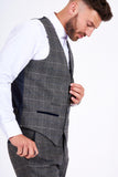 Marc Darcy Scott Grey Tweed Check Waistcoat