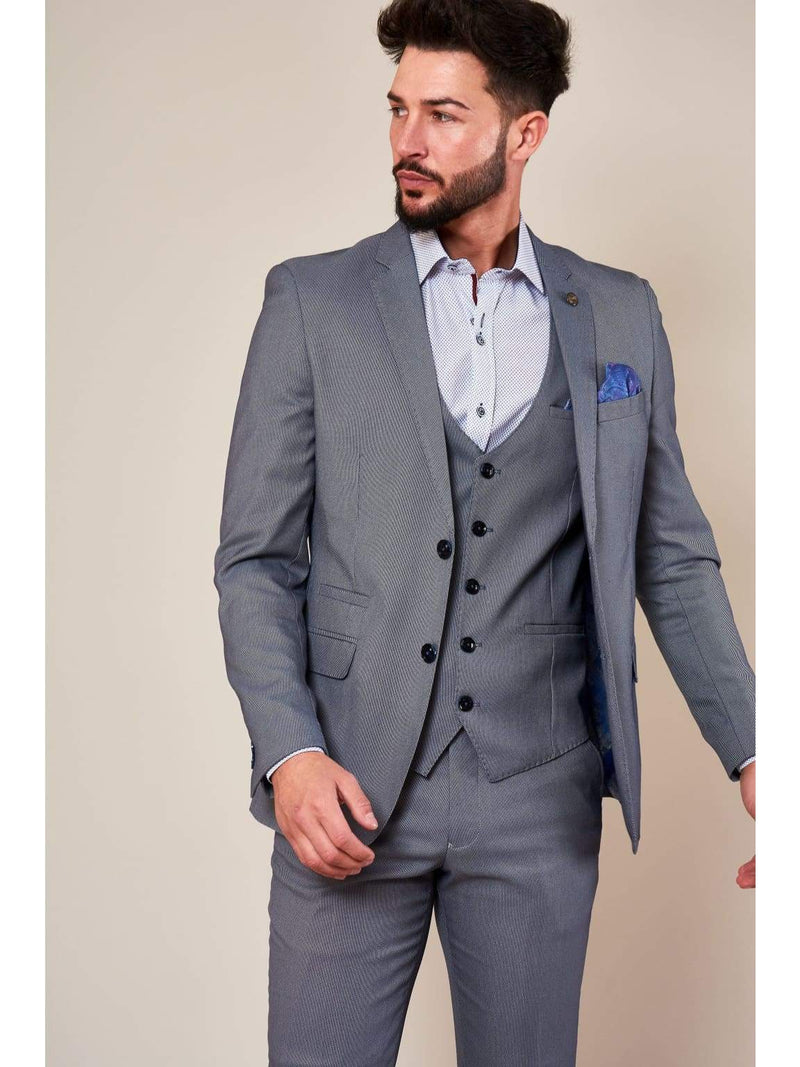 Marc Darcy Danny Grey Three Piece Suit With Single Breasted Waistcoat - Suit & Tailoring