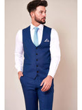 Marc Darcy Danny Royal Blue Three Piece Suit With Single Breasted Waistcoat - Suit & Tailoring