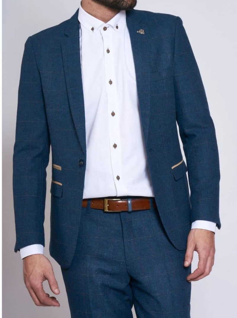 Marc Darcy Dion Blue Tweed Two Piece Suit - Suit & Tailoring