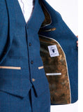 Marc Darcy Dion Mens Blue Slim Fit Check Tweed Blazer - Suit & Tailoring