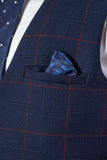 Marc Darcy Edinson Navy Check Single Breasted Waistcoat - Suit & Tailoring