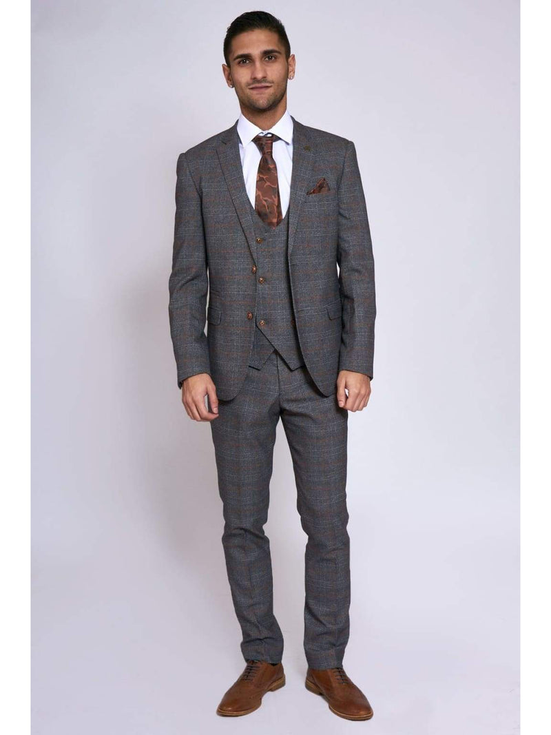 Marc Darcy Jenson Grey Check Suit With Double Breasted Waistcoat - Suit & Tailoring