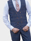 Marc Darcy Jenson Marine Navy Check Double Breasted Waistcoat